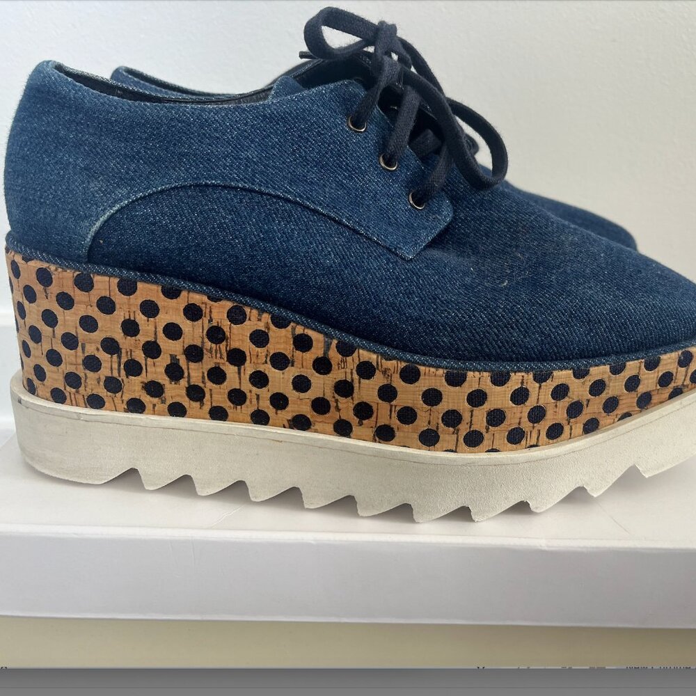Stella McCartney Denim Elyse Platform Sneakers Size 37